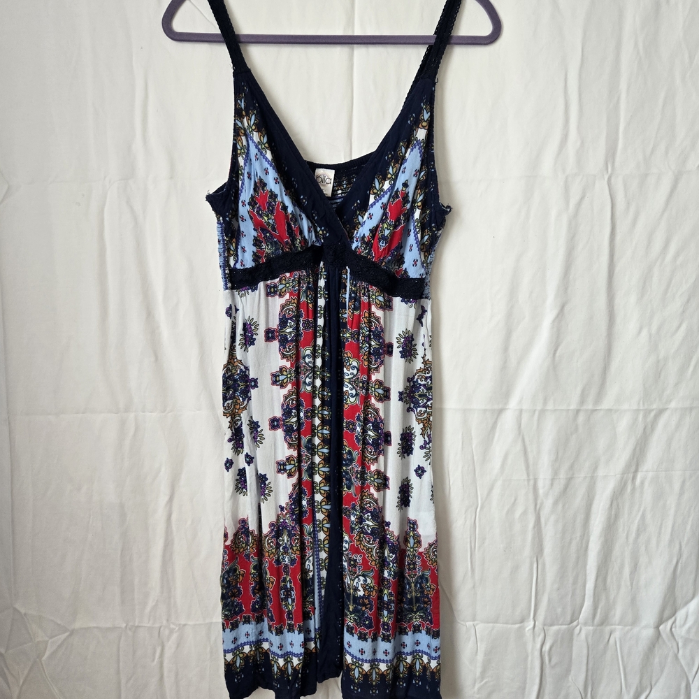 Bila Floral Paisley Mini Dress in Navy, Red, Light Blue, White